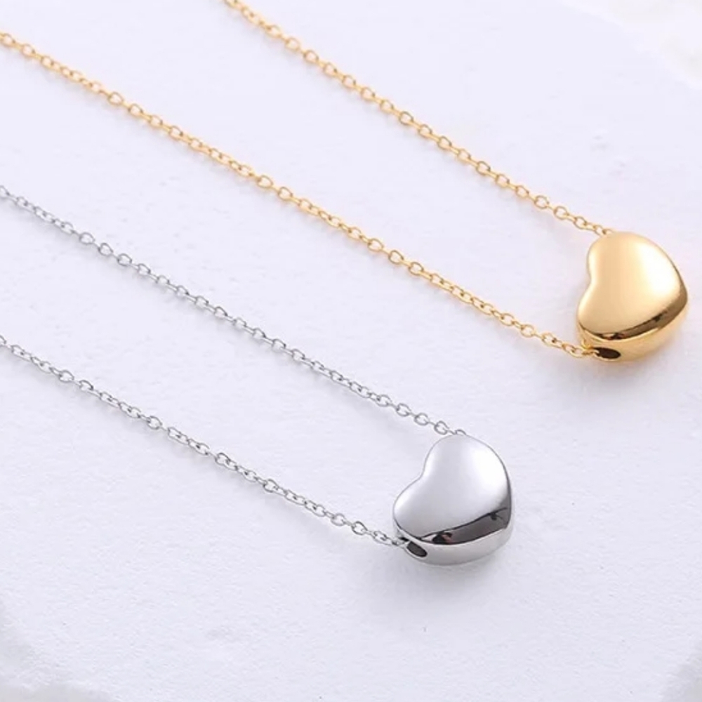 3D pendant heart necklace 18k gold-plated stainless steel